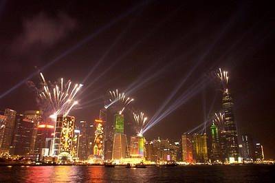 fireworks show in Victoria Harbour